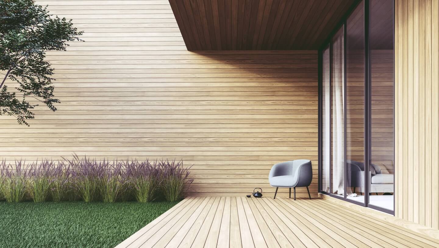 Minimal style wooden terrace